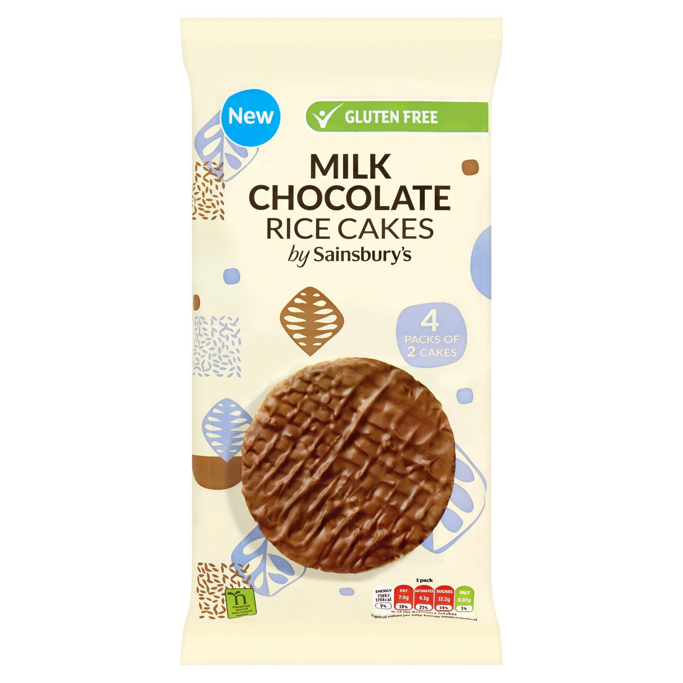 Sainsbury's Milk Chocolate Rice Cakes 4x35.75g Lunchbox snacking Sainsburys   