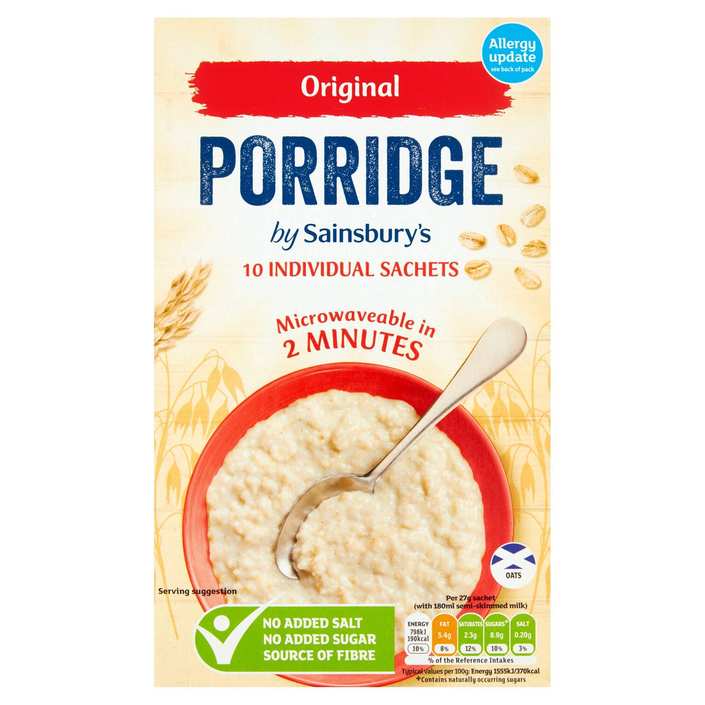 Sainsbury's Porridge Original 10x27g Porridge & oats Sainsburys   