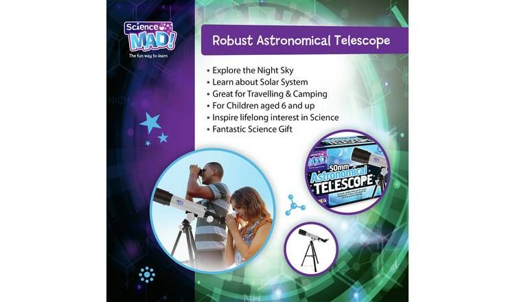 Science Mad 50mm Telescope with Tripod GOODS Argos