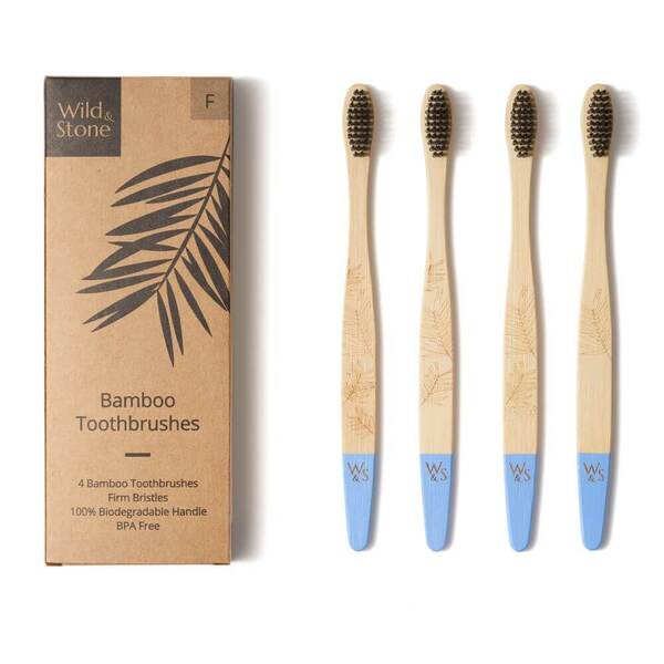 Wild & Stone | Adult Bamboo Toothbrush - 4 Pack - Firm GOODS Superdrug   