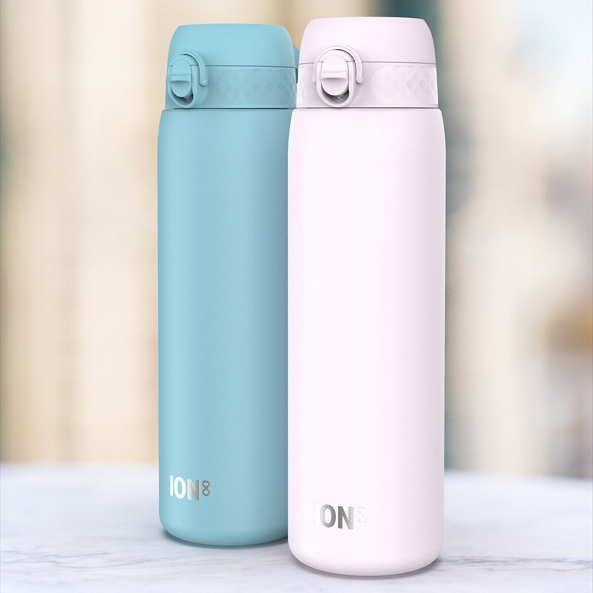 Ion8 Stainless Steel 1.2L Water Bottle, 2 Pack in Two Colour Combinations