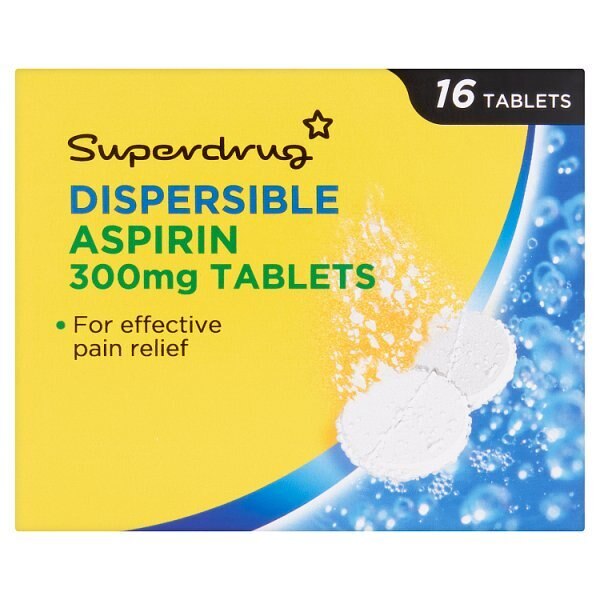 Superdrug Aspirin Dispersable 16 Tablets 300mg