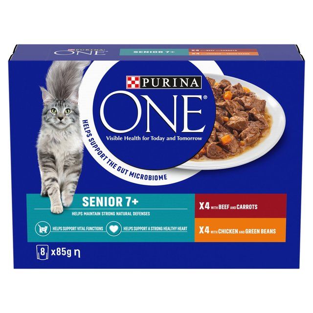 Purina One Senior 7+ Mini Fillets Chicken & Beef Wet Cat Food   8 x 85g GOODS M&S   