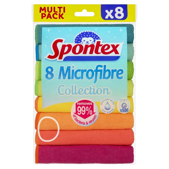 Spontex Microfibre Cloths Value Pack   8 per pack