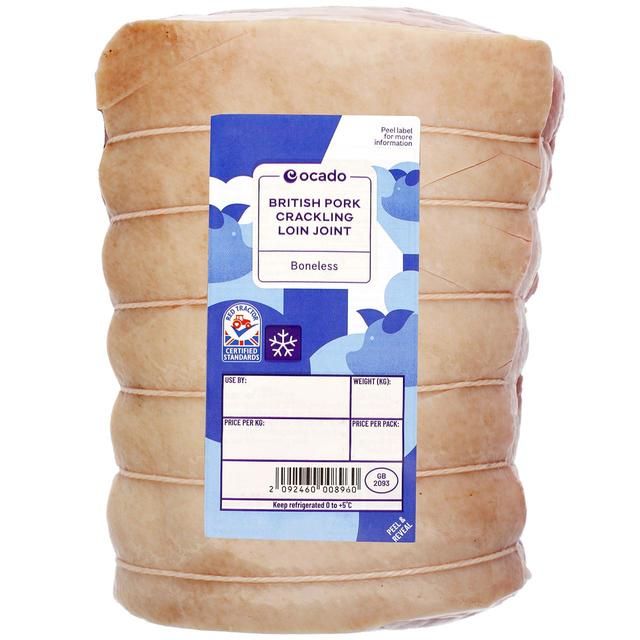 Ocado British Pork Crackling Loin Joint Boneless   Typically: 1.25kg