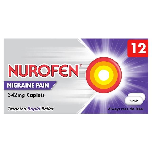 Nurofen Migraine Pain Relief Ibuprofen 342mg Caplets   12 per pack GOODS M&S   