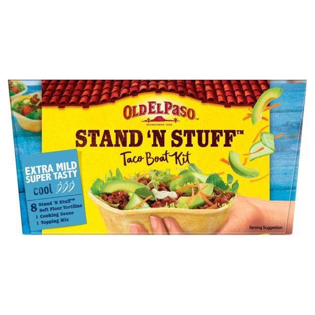 Old El Paso Mexican Stand 'N' Stuff Extra Mild Taco Kit with Soft Shells   329g