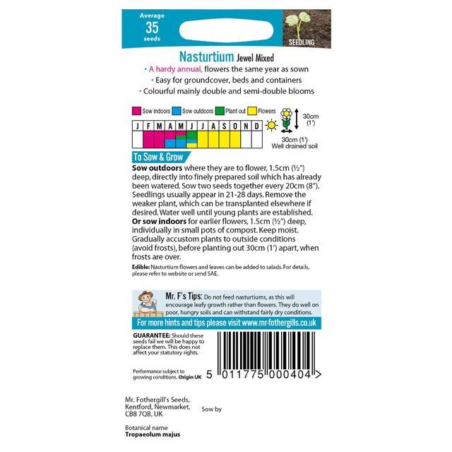 Mr Fothergills Seeds - Nasturtium Jewel Mixed