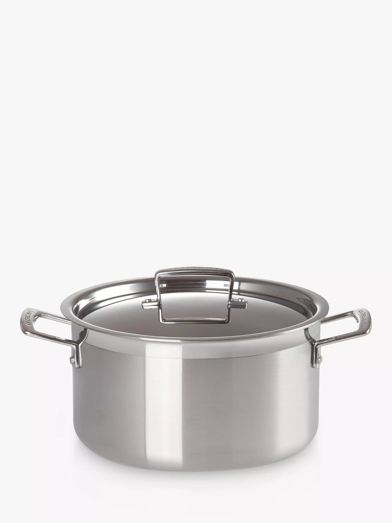 Le Creuset 3-Ply Stainless Steel Deep Casserole & Lid, 24cm