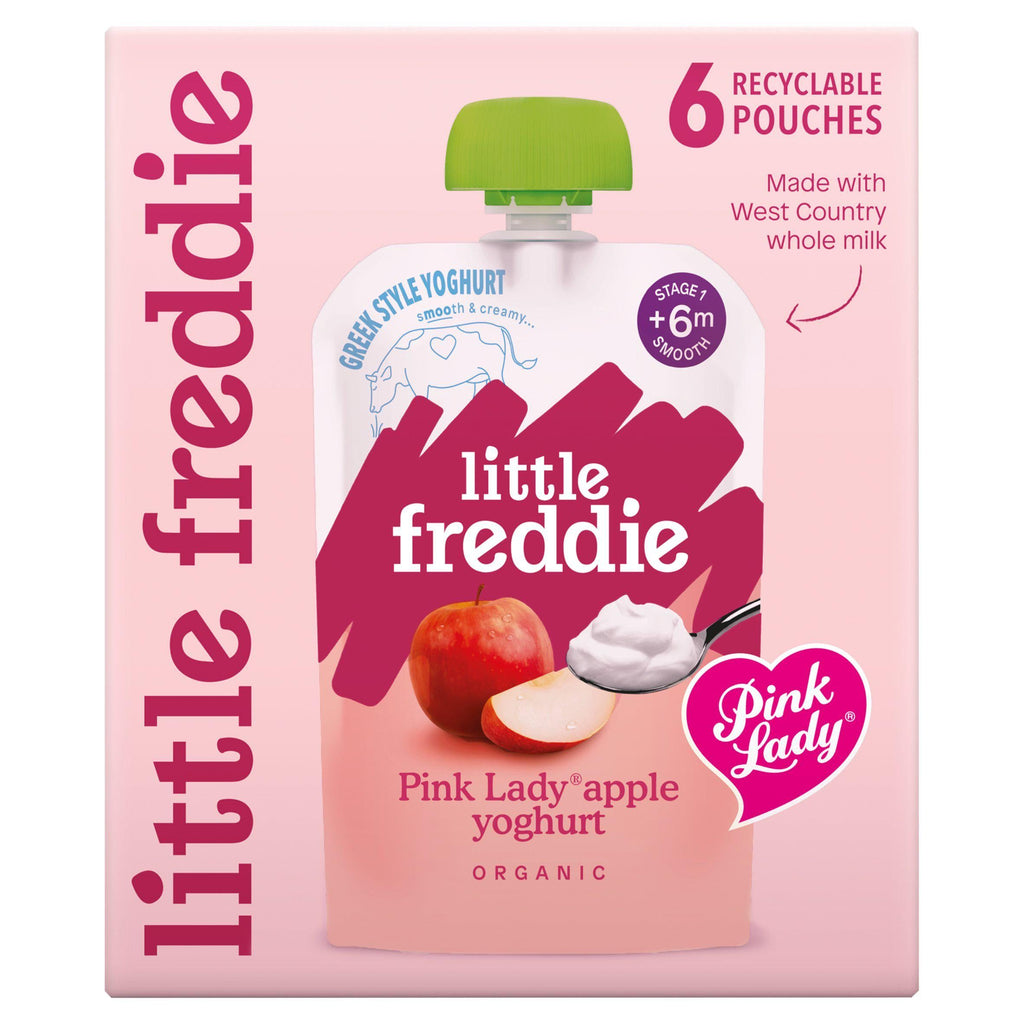 Little Freddie Organic Pink Lady Apple Greek Style Yoghurt Stage 1 +6m Smooth 6x100g