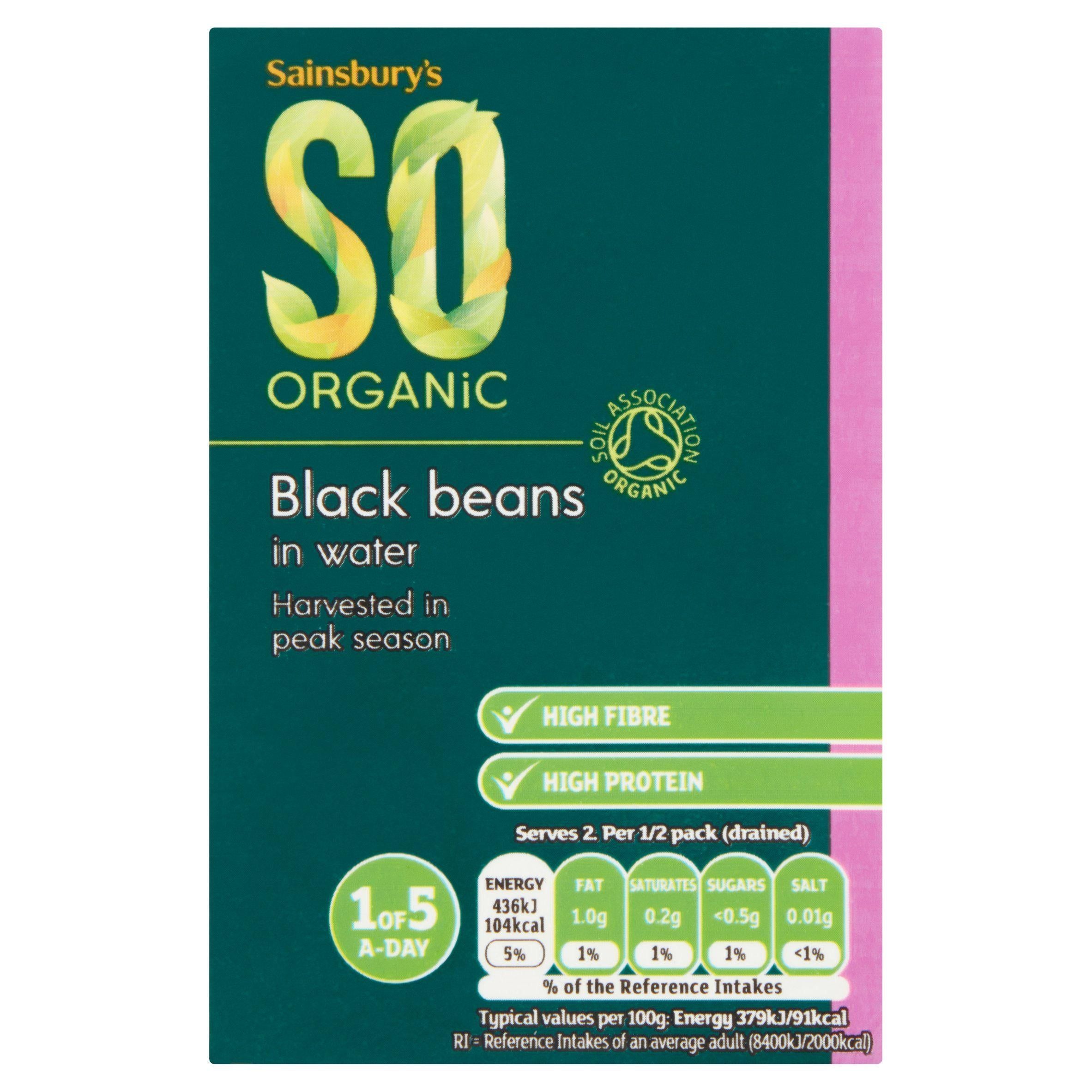 Sainsbury's Black Beans Carton, SO Organic 380g (230g*) GOODS Sainsburys   