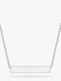 IBB Personalised Small Horizontal Bar Initial Pendant Necklace, Silver