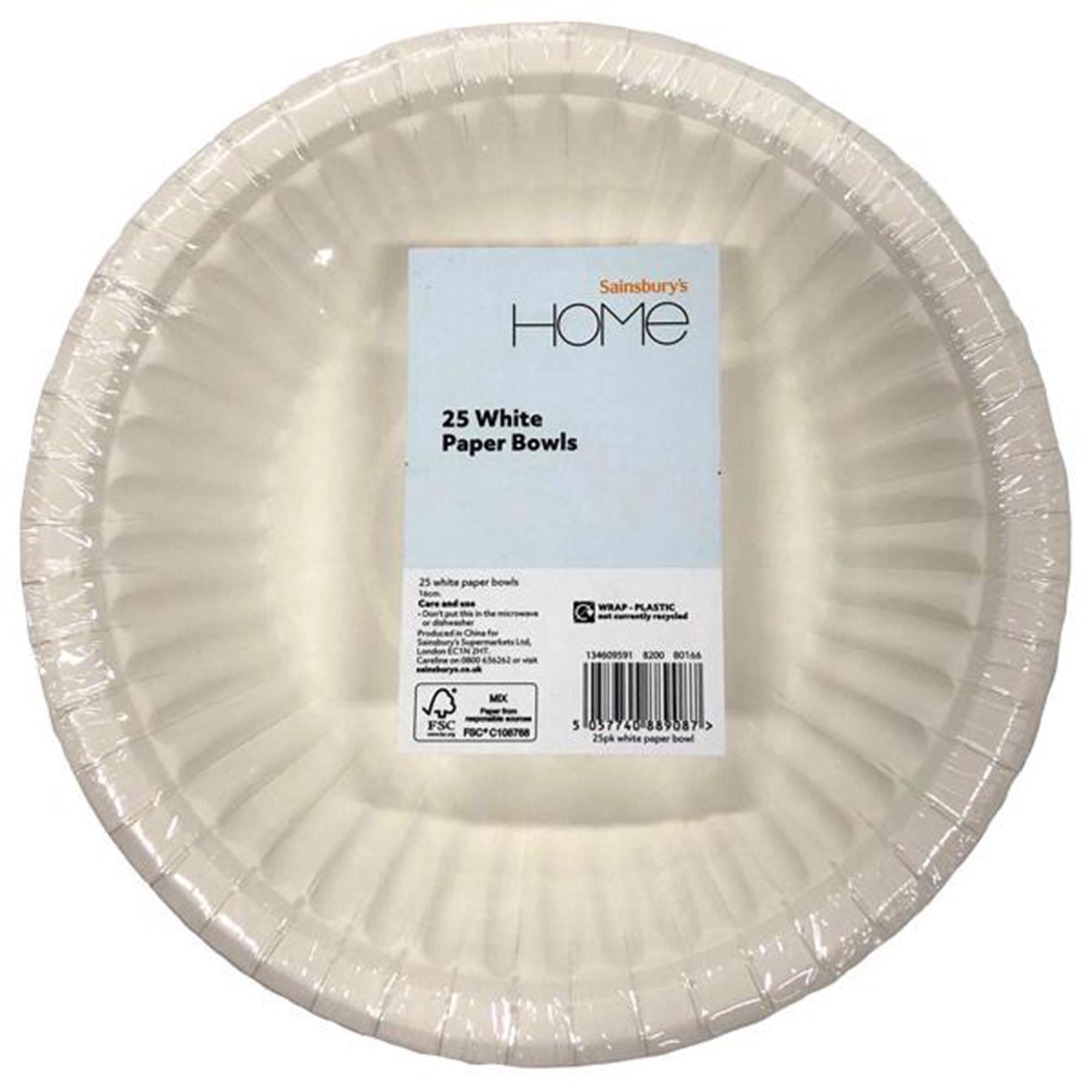 Sainsbury's Home Paper Bowl White 25pk GOODS Sainsburys   