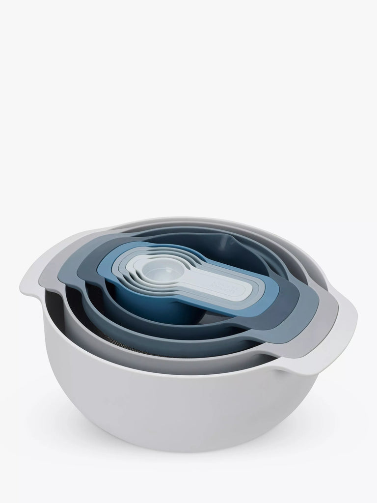 Joseph Joseph Editions Mixing Bowls & Measuring Cups Nest Set, 9 Pieces, Sky