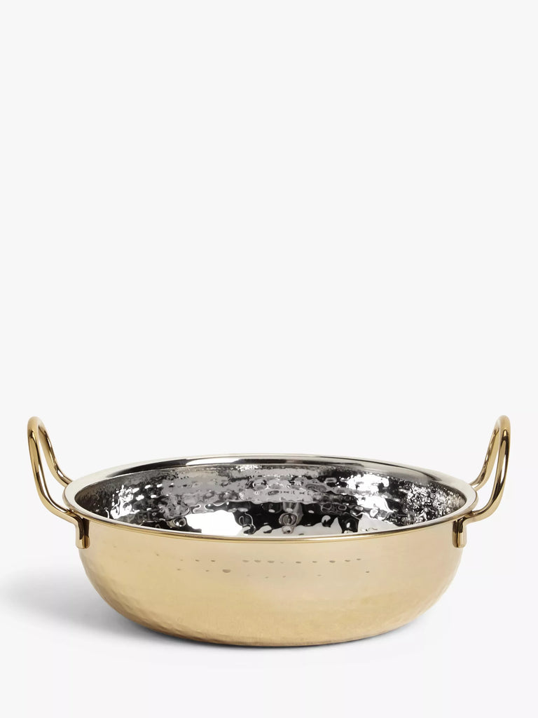 John Lewis Kainoosh Hammered Stainless Steel Balti Serving Dish, 20cm, Gold