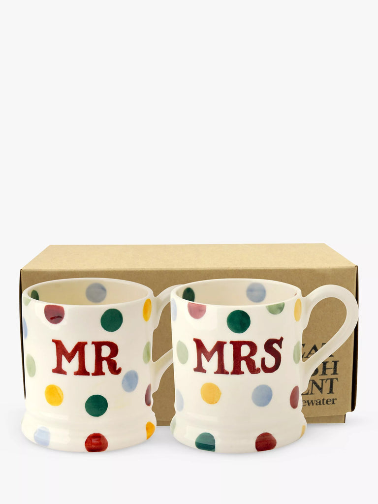 Emma Bridgewater Polka Dot Mr & Mrs Mugs, Set of 2, 300ml, Multi