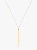 IBB Personalised Long Vertical Bar Pendant Necklace, Gold