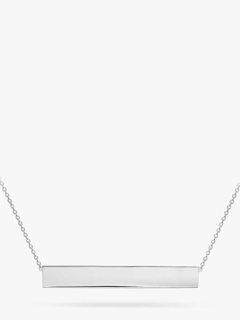 IBB Personalised 9ct White Gold Horizontal Bar Pendant Necklace