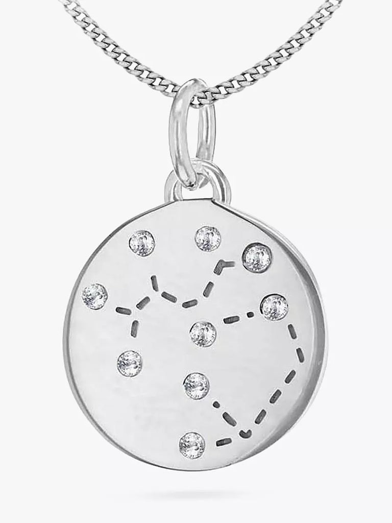 IBB Personalised Sagittarius Star Sign Disc Pendant Necklace, Silver