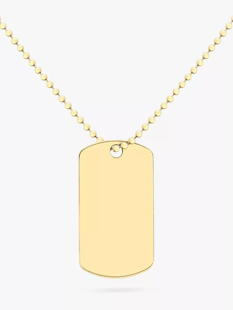 IBB Personalised Dog Tag Pendant Chain Necklace, Gold