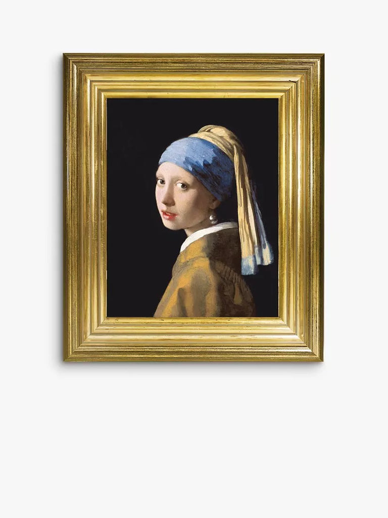 Brookpace Lascelles Johannes Vermeer 'Girl with a Pearl Earring' Framed Canvas, 35 x 30cm, Blue/Multi