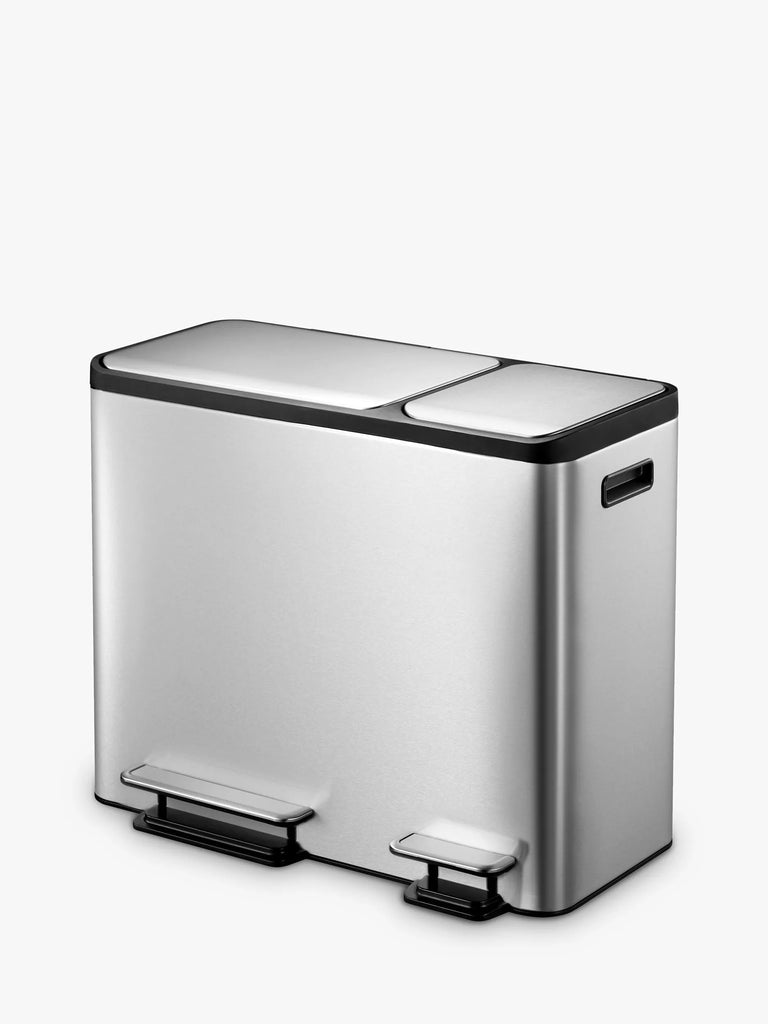 EKO Ecocasa 3 Section Recycling Bin, Stainless Steel, 3x 15L