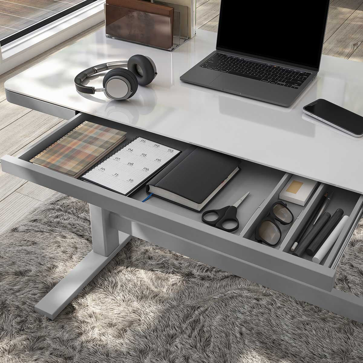 Tresanti Geller Power Adjustable Height Tech Desk, White GOODS Costco UK