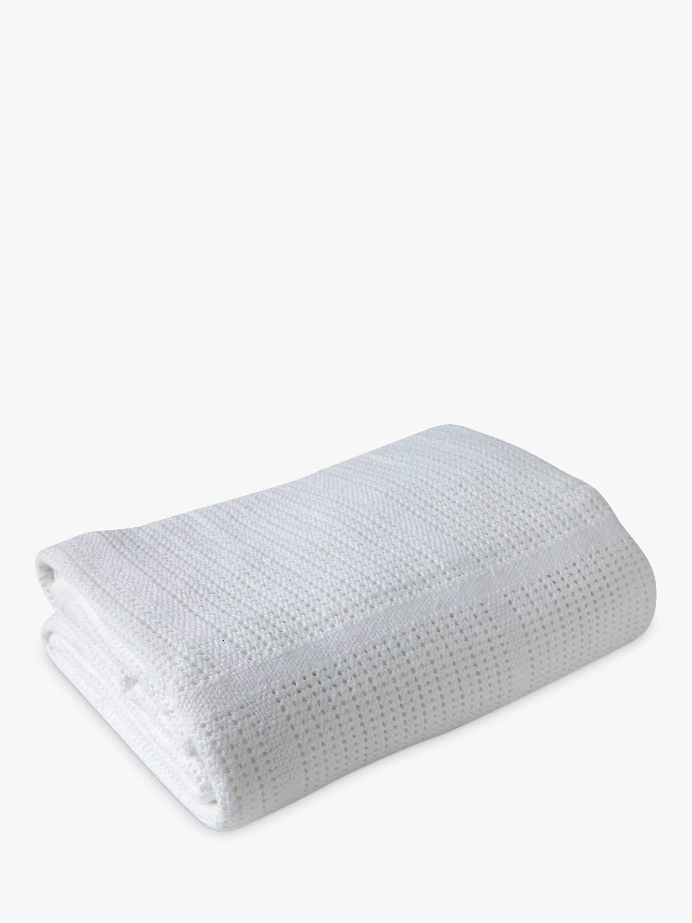Clair de Lune Baby Cotton Cellular Pram Blanket, 90 x 70cm, White - McGrocer