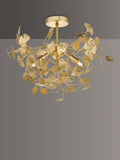 Dar Yadira Leaf Semi Flush Ceiling Light Gold