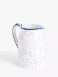 John Lewis Speckled Jug Vase, H19cm, White/Blue