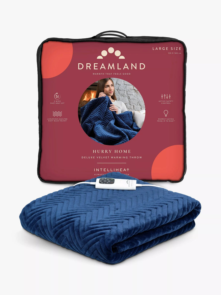 Dreamland Heated Velvet Herringbone Quilted Throw