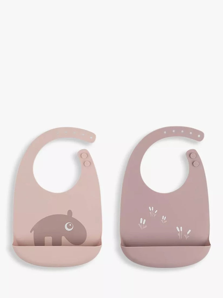 Done by Deer Deer Friends Silicone Bib, Pack of 2, Powder