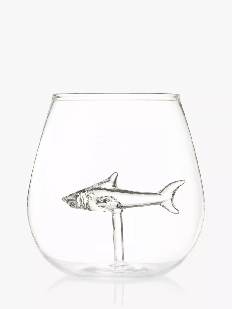 Bar Bespoke Shark in a Glass Tumbler, 500ml, Clear