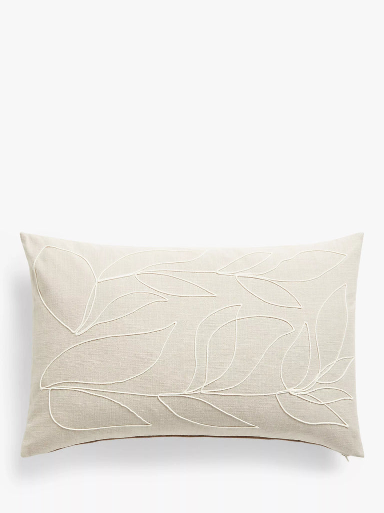 John Lewis Linear Leaf Cushion, Putty