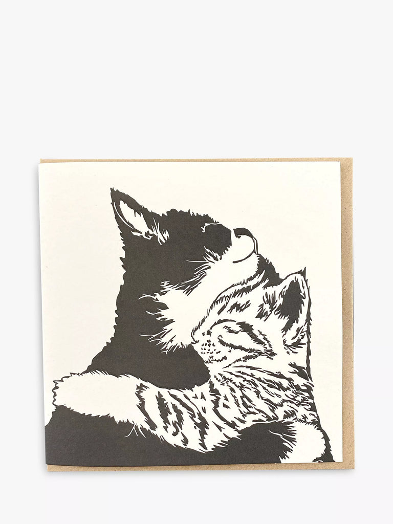 Penguin Ink Cats Blank Greeting Card