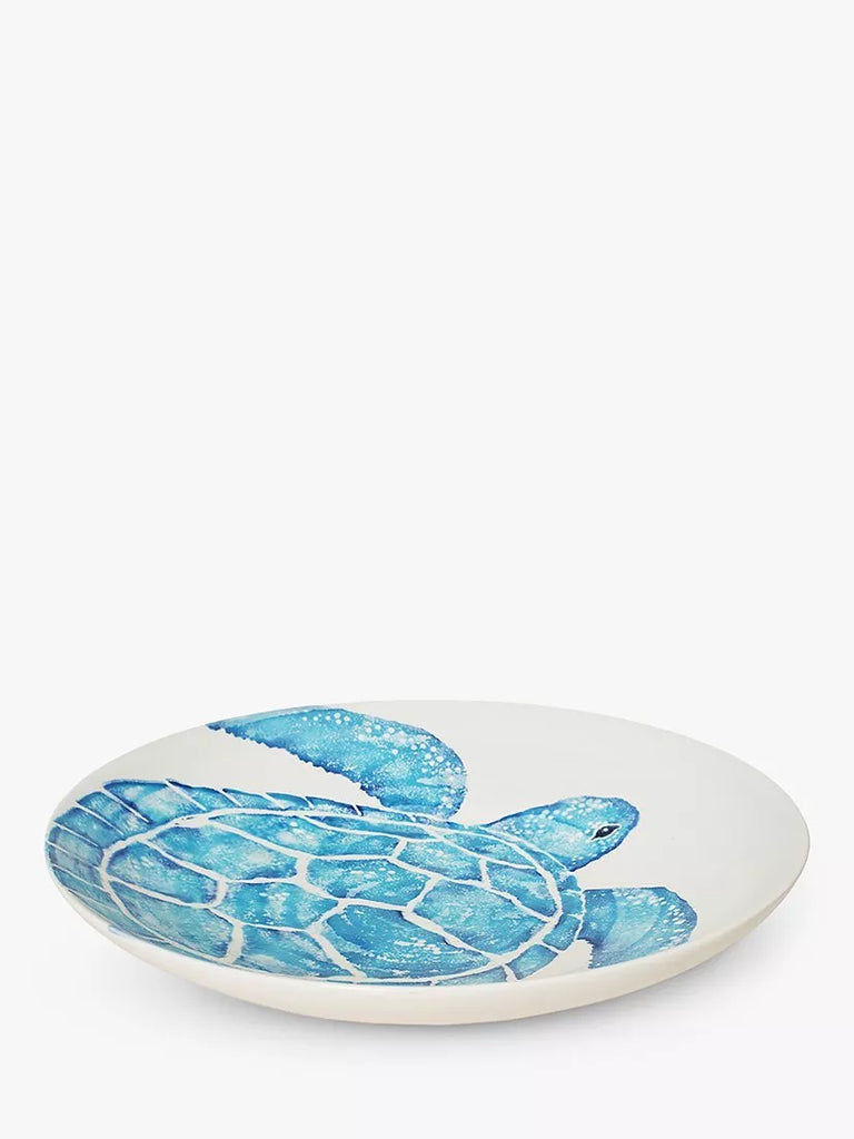 BlissHome Creatures Turtle Round Earthenware Serving Bowl, 39cm, Blue