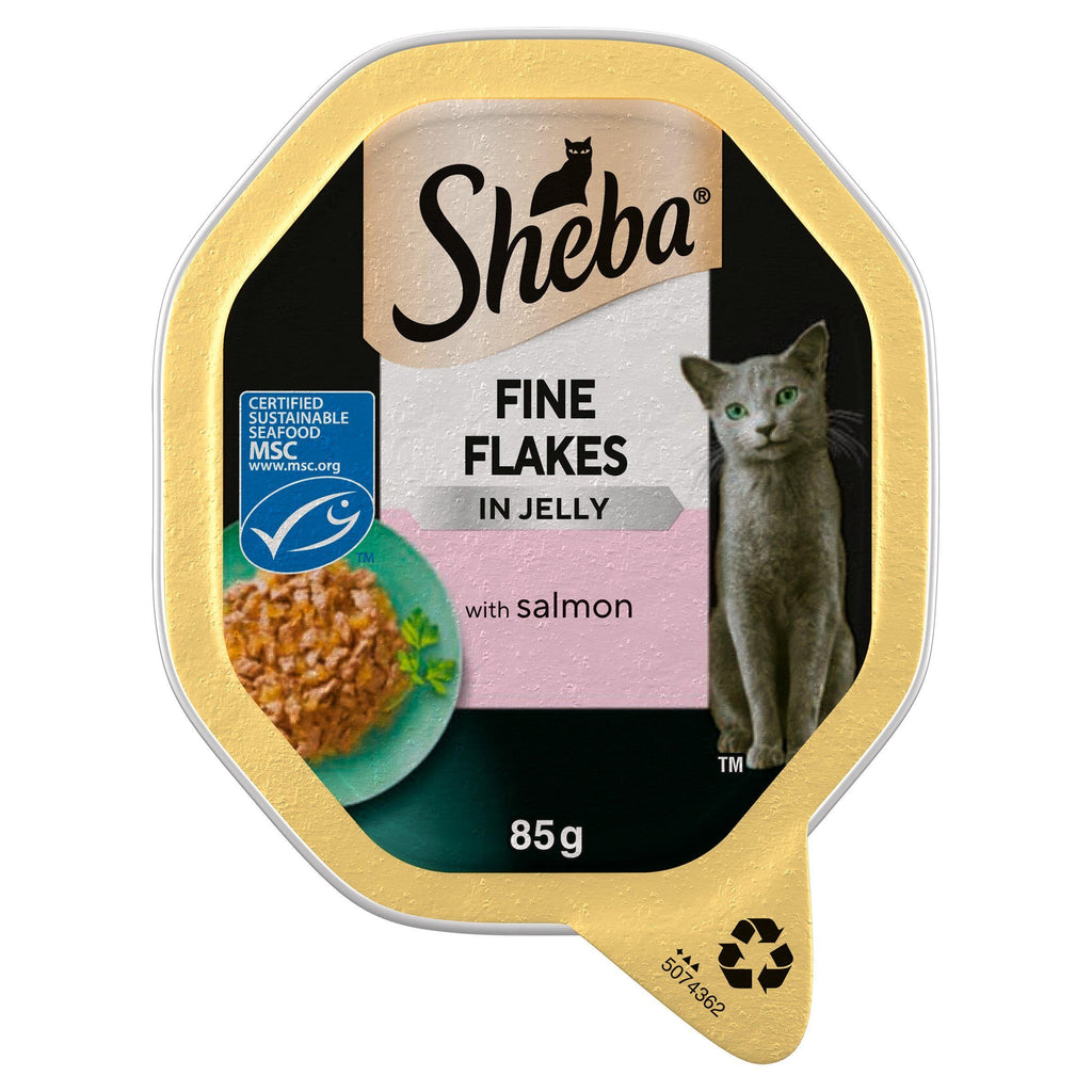 Sheba Fine Flakes Cat Food Tray Salmon in Jelly 85g