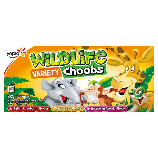 Wildlife Choobs Kids Strawberry Raspberry & Apricot Yoghurt Tubes   6 x 37g