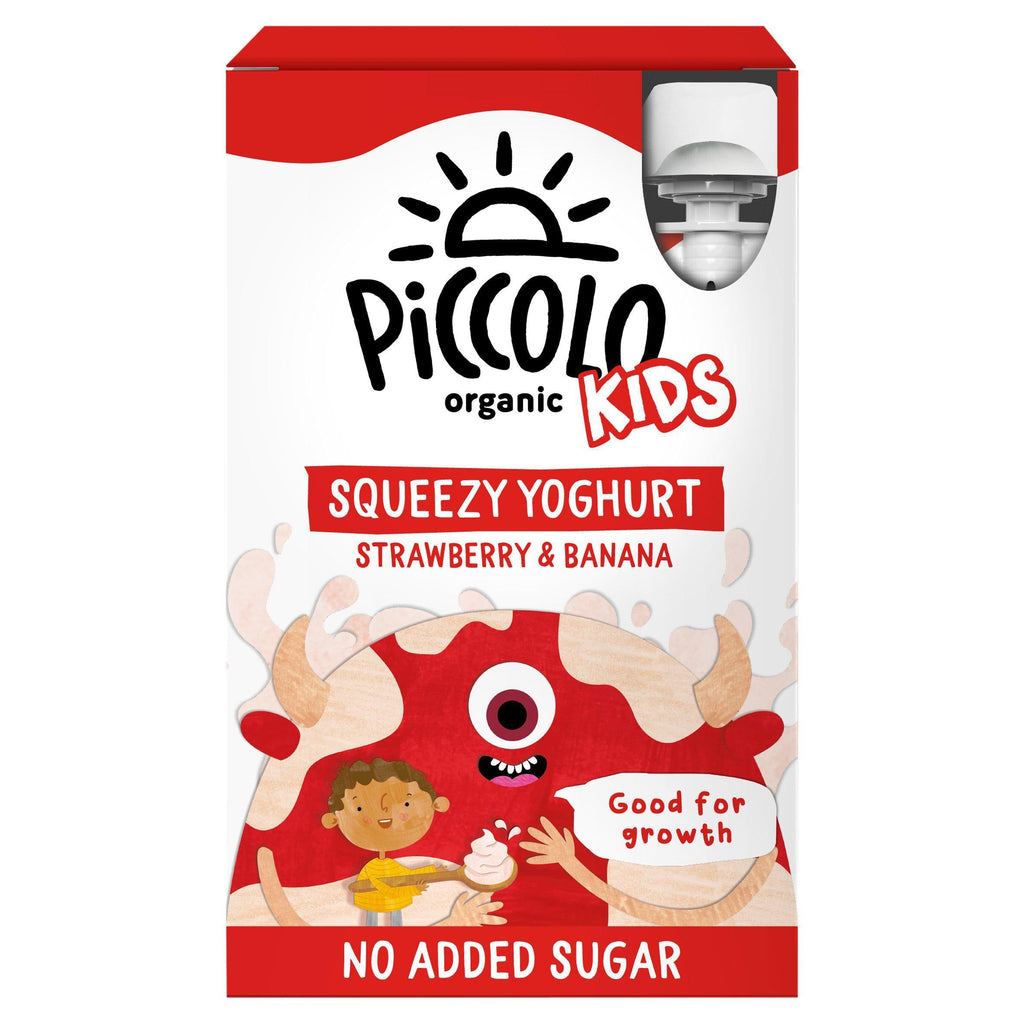 Piccolo Organic Strawberry & Banana Kids Squeezy Yoghurt 4x100g