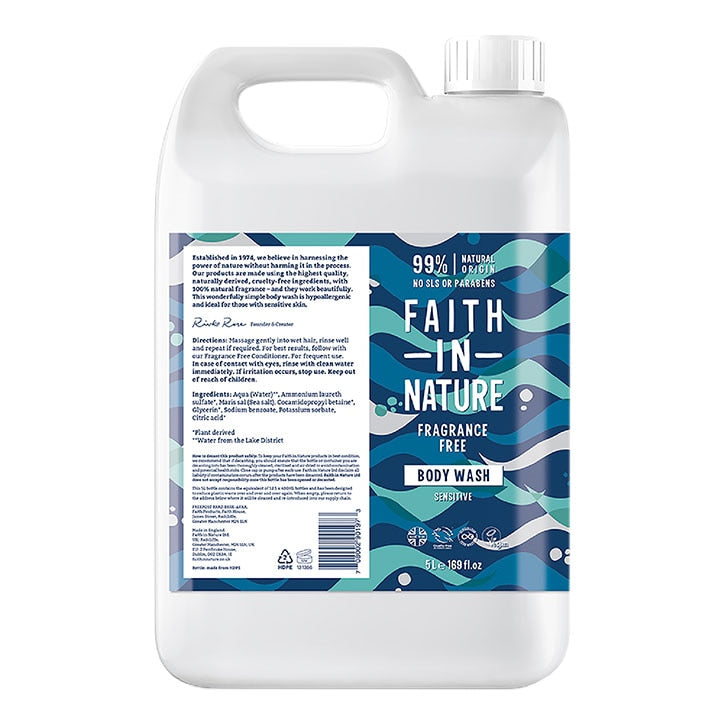 Faith in Nature Fragrance Free Body Wash 5L - McGrocer