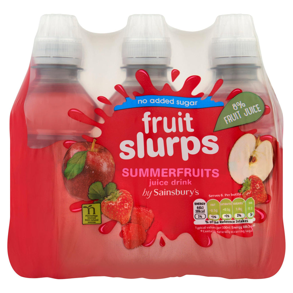 Sainsbury's No Added Sugar Fruit Slurps Summer Fruits Juice Drink 6x250ml