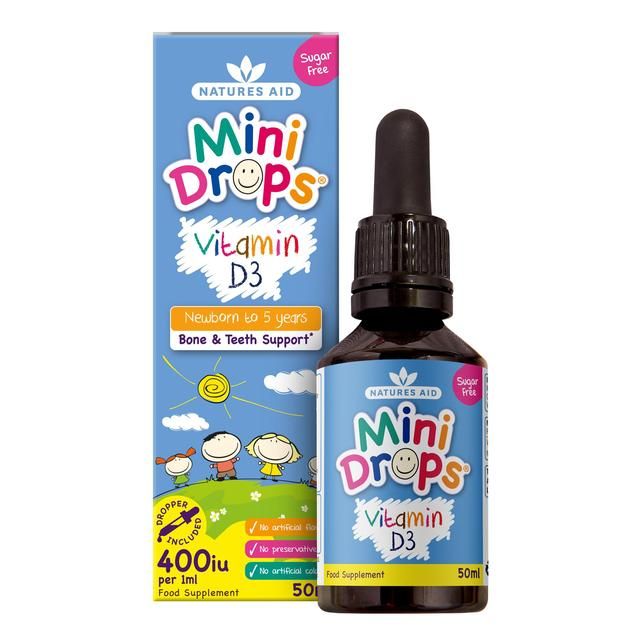 Natures Aid Infant's & Kid's Vitamin D3 Supplement Mini Drops Newborn-5yrs    50ml