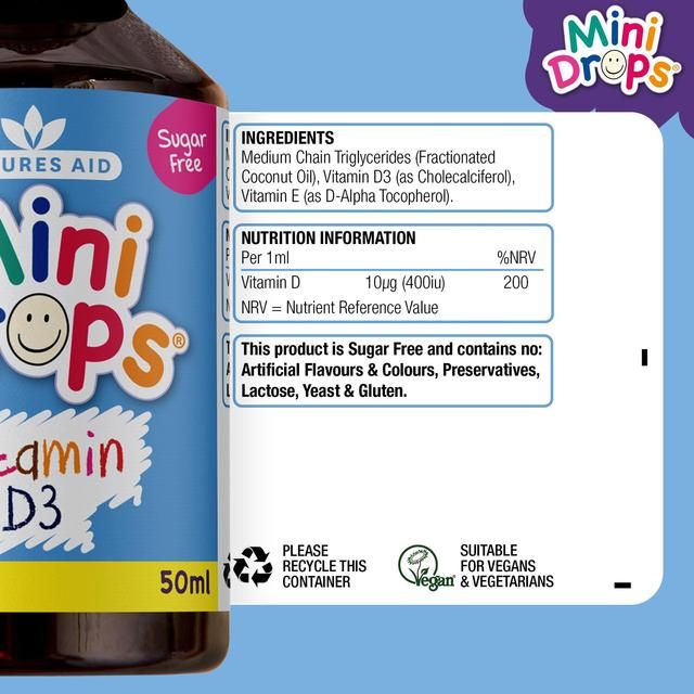 Natures Aid Infant's & Kid's Vitamin D3 Supplement Mini Drops Newborn-5yrs    50ml GOODS M&S   