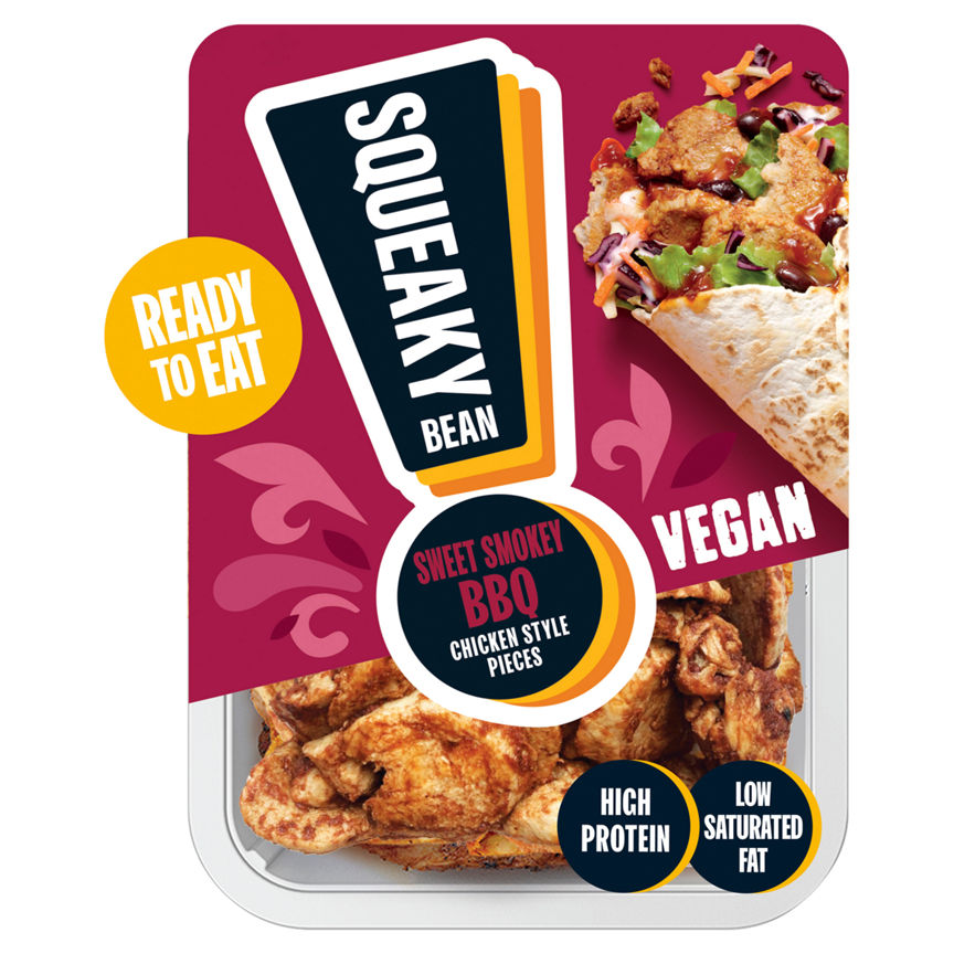 Squeaky Bean Ready to Eat Chicken Style Pieces Sweet Smokey BBQ GOODS ASDA   