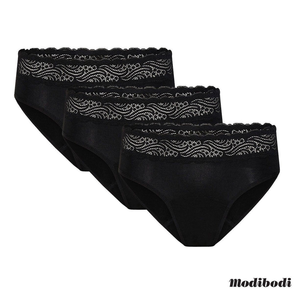 ModiBodi Sensual Period & Leak Proof Hi-Waist Bikini Brief, 3 Pack