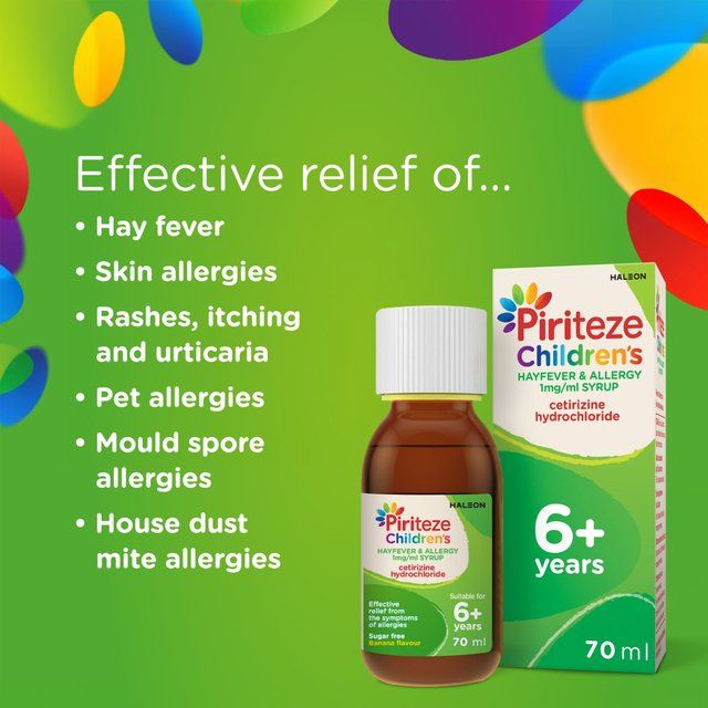 Piriteze Hayfever & Allergy Syrup Sugar Free Age 6+   70ml GOODS M&S   