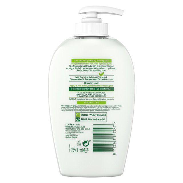 Simple Moisturising Hand Wash   250ml GOODS M&S   