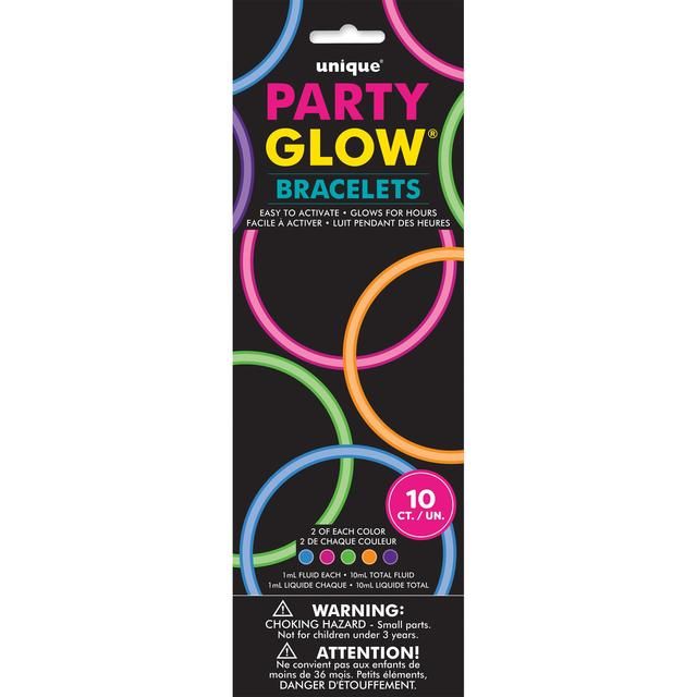 Multicoloured Glow Stick Bracelets   10 per pack