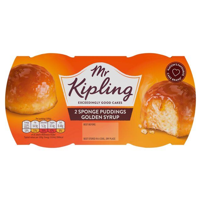 Mr Kipling Golden Syrup Sponge Puddings   2 per pack GOODS M&S   