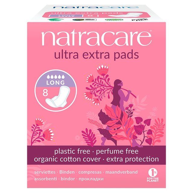 Natracare Organic Cotton Ultra Extra Long Pads with Wings   8 per pack